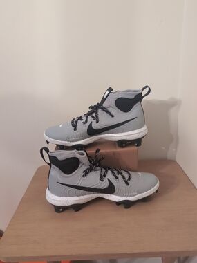 Nike Alpha Huarache NXT MCS Mid Baseball Cleats Men Size 8.5 Gray Black